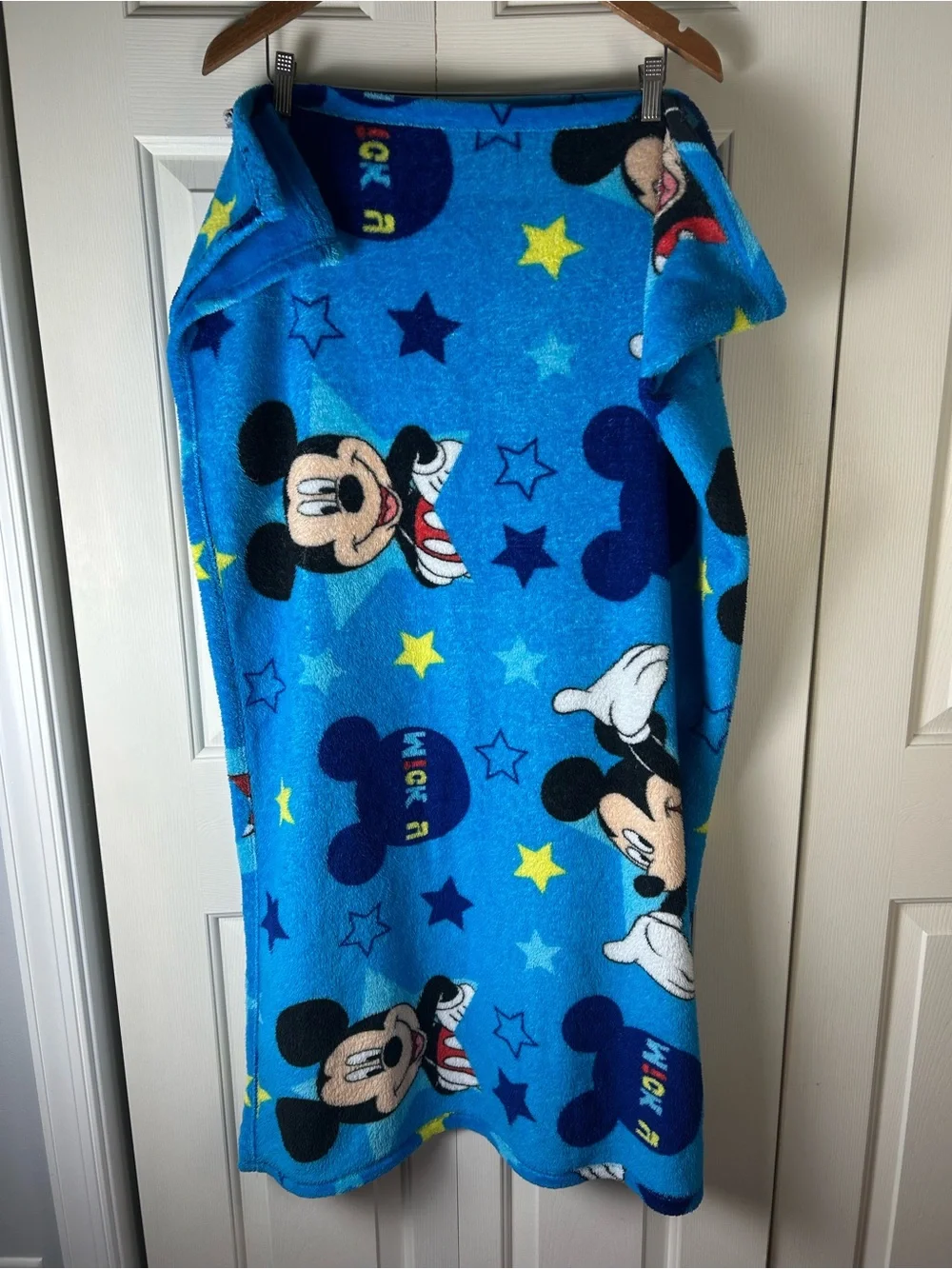 Disney Mickey Mouse Blue Baby Toddler Blanket Throw Yellow Stars Jay Franco
